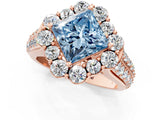 Rose gold Fancy Blue Princess  Halo Diamond Engagement Ring with Split Shank and Prong Setting_67