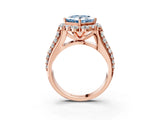 Rose gold Fancy Blue Princess  Halo Diamond Engagement Ring with Split Shank and Prong Setting_69