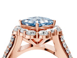 Rose gold Fancy Blue Princess  Halo Diamond Engagement Ring with Split Shank and Prong Setting_70