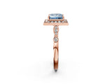 Rose gold Fancy Blue Princess  Halo Diamond Engagement Ring with Twisted Band and Four-Prong Setting 3