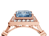 Rose gold Fancy Blue Princess  Halo Diamond Engagement Ring with Twisted Band and Four-Prong Setting 5