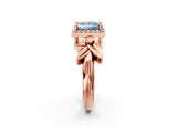 Rose gold Fancy Blue Princess  Halo Diamond Floral Band with Four-Prong Setting_57