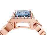 Rose gold Fancy Blue Princess  Halo Diamond Floral Band with Four-Prong Setting_59
