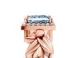 Rose gold Fancy Blue Princess  Halo Diamond Floral Band with Four-Prong Setting_60
