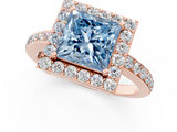 Rose gold Fancy Blue Princess  Halo Diamond Pavé Band Ring with Prong Setting_21