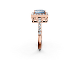 Rose gold Fancy Blue Princess  Halo Diamond Pavé Band Ring with Prong Setting_22