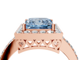 Rose gold Fancy Blue Princess  Halo Diamond Pavé Band Ring with Prong Setting_24