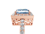 Rose gold Fancy Blue Princess  Halo Diamond Pavé Band Ring with Prong Setting_25