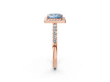 Rose gold Fancy Blue Princess  Halo Diamond Pavé Solitaire Ring_41