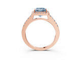Rose gold Fancy Blue Princess  Halo Diamond Pavé Solitaire Ring_42