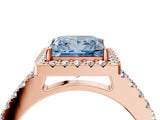 Rose gold Fancy Blue Princess  Halo Diamond Pavé Solitaire Ring_43