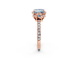 Rose gold Fancy Blue Princess  Halo Diamond Pave Band Ring with Four-Prong Setting_17