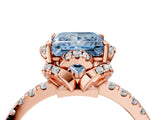 Rose gold Fancy Blue Princess  Halo Diamond Pave Band Ring with Four-Prong Setting_19