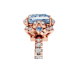 Rose gold Fancy Blue Princess  Halo Diamond Pave Band Ring with Four-Prong Setting_20