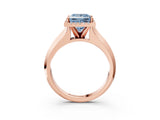 Rose gold Fancy Blue Princess  Halo Diamond Ring with Cathedral Band and Four-Prong Setting_51