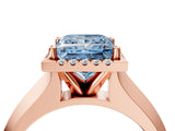 Rose gold Fancy Blue Princess  Halo Diamond Ring with Cathedral Band and Four-Prong Setting_52