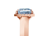 Rose gold Fancy Blue Princess  Halo Diamond Ring with Cathedral Band and Four-Prong Setting_53