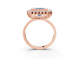 Rose gold Fancy Blue Princess  Halo Diamond Ring with Milgrain Edge and Round Prong Setting_26