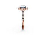 Rose gold Fancy Blue Princess  Halo Diamond Ring with Pavé Band and Prong Setting_22