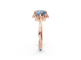 Rose gold Fancy Blue Princess  Halo Diamond Ring with Round Cluster Setting, Solitaire Band, and Four-Prong Setting_53