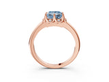 Rose gold Fancy Blue Princess  Halo Diamond Ring with Round Cluster Setting, Solitaire Band, and Four-Prong Setting_54