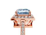 Rose gold Fancy Blue Princess  Halo Diamond Ring with Split Shank and Four-Prong Setting_50