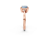 Rose gold Fancy Blue Princess  Halo Diamond Ring with Tapered Band and Four-Prong Setting_5