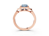 Rose gold Fancy Blue Princess  Halo Diamond Ring with Tapered Band and Four-Prong Setting_6
