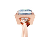Rose gold Fancy Blue Princess  Halo Diamond Ring with Tapered Band and Four-Prong Setting_8