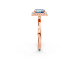 Rose gold Fancy Blue Princess  Halo Diamond Solitaire with Pavé Band and Four-Prong Setting_73