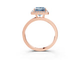 Rose gold Fancy Blue Princess  Halo Diamond Solitaire with Pavé Band and Four-Prong Setting_74