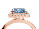 Rose gold Fancy Blue Princess  Halo Diamond Solitaire with Pavé Band and Four-Prong Setting_75
