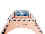 Rose gold Fancy Blue Princess  Halo Diamond Split Shank Engagement Ring with Prong Setting_67
