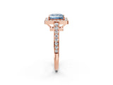 Rose gold Fancy Blue Princess  Halo Pavé Diamond Engagement Ring with Bezel Setting_39
