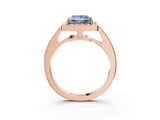 Rose gold Fancy Blue Princess  Halo Pavé Diamond Engagement Ring with Bezel Setting_40