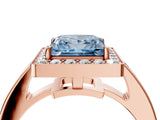Rose gold Fancy Blue Princess  Halo Pavé Diamond Engagement Ring with Bezel Setting_41