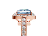 Rose gold Fancy Blue Princess  Halo Pavé Diamond Engagement Ring with Bezel Setting_42