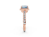 Rose gold Fancy Blue Princess  Halo Pavé Diamond Engagement Ring with Four-Prong Setting_28