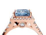Rose gold Fancy Blue Princess  Halo Pavé Diamond Engagement Ring with Four-Prong Setting_30