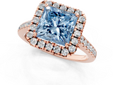 Rose gold Fancy Blue Princess  Halo Pavé Diamond Engagement Ring with Four-Prong Setting_4