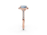 Rose gold Fancy Blue Princess  Halo Pavé Diamond Engagement Ring with Four-Prong Setting_5