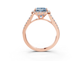 Rose gold Fancy Blue Princess  Halo Pavé Diamond Engagement Ring with Four-Prong Setting_6