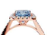 Rose gold Fancy Blue Princess  Halo Pavé Diamond Engagement Ring with Four-Prong Setting_7