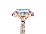 Rose gold Fancy Blue Princess  Halo Pavé Diamond Engagement Ring with Four-Prong Setting_8