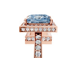 Rose gold Fancy Blue Princess  Halo Pave Band Solitaire Ring with Prong Setting_70