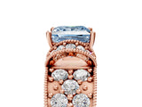 Rose gold Fancy Blue Princess  Halo Pave Diamond Engagement Ring with Milgrain Detailing_52