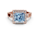 Rose gold Fancy Blue Princess  Halo Pave Split Shank Prong Setting Ring_75