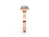 Rose gold Fancy Blue Princess  Halo Pave Split Shank Prong Setting Ring_77