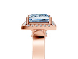 Rose gold Fancy Blue Princess  Halo Pave Split Shank Prong Setting Ring_80
