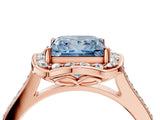 Rose gold Fancy Blue Princess  Halo Round Diamond Pave Band with Four-Prong Setting_42